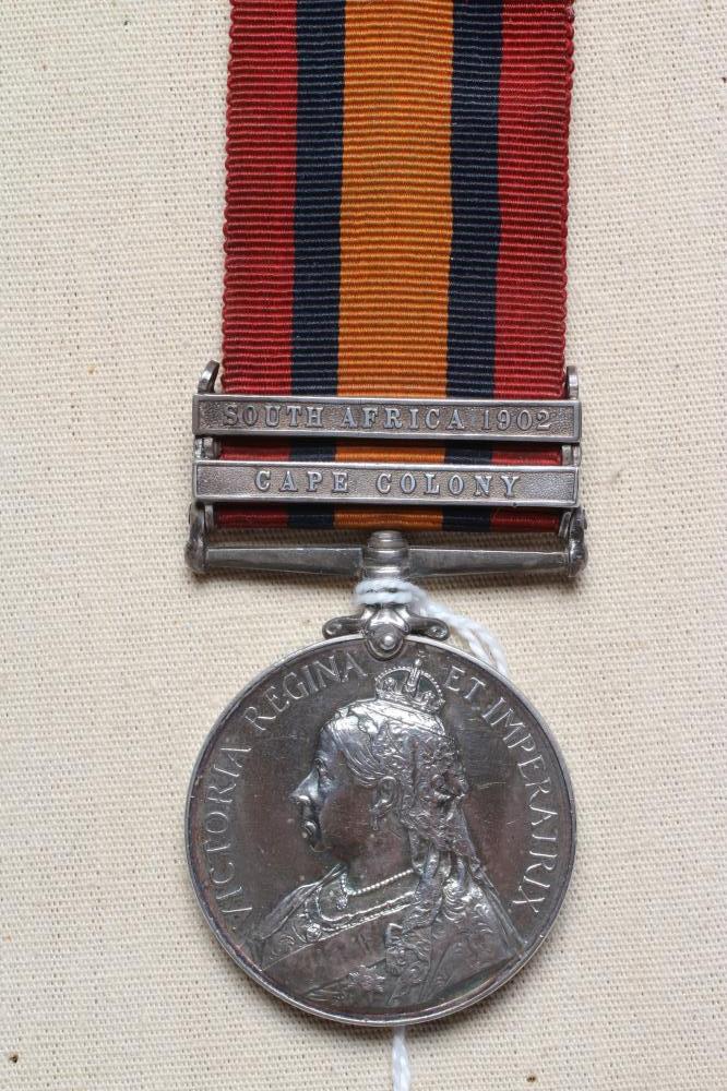 AN AFRICAN GENERAL SERVICE MEDAL with South Africa 1902 and Cape Colony clasps, awarded to Private Image