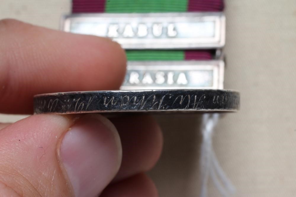 AN AFGHAN WAR MEDAL 1878-80 with Kabul and Charasia clasps, awarded to Sowar Jorman Ali Khan of the Image