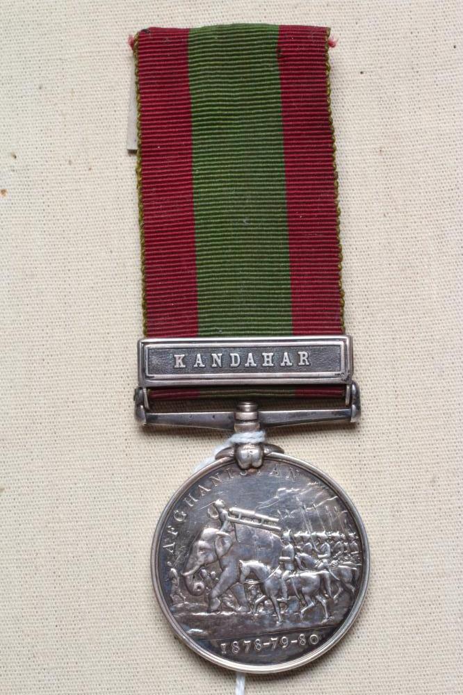 AN AFGHAN WAR MEDAL 1878-80 with Kandahar clasp, awarded to Harry Walker of the 66th Foot (Est. plus Image