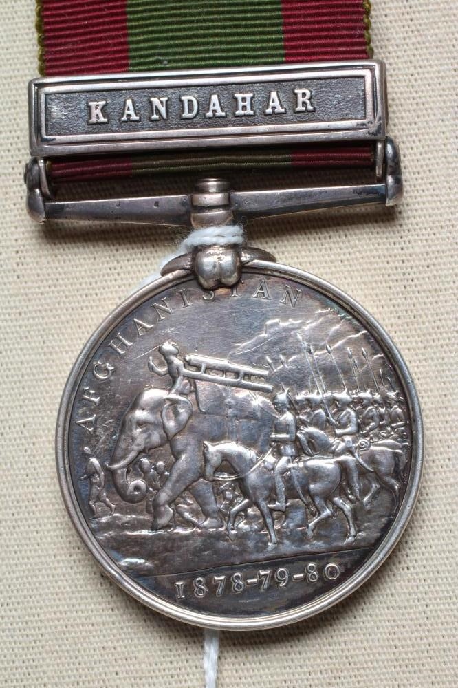 AN AFGHAN WAR MEDAL 1878-80 with Kandahar clasp, awarded to Harry Walker of the 66th Foot (Est. plus Image