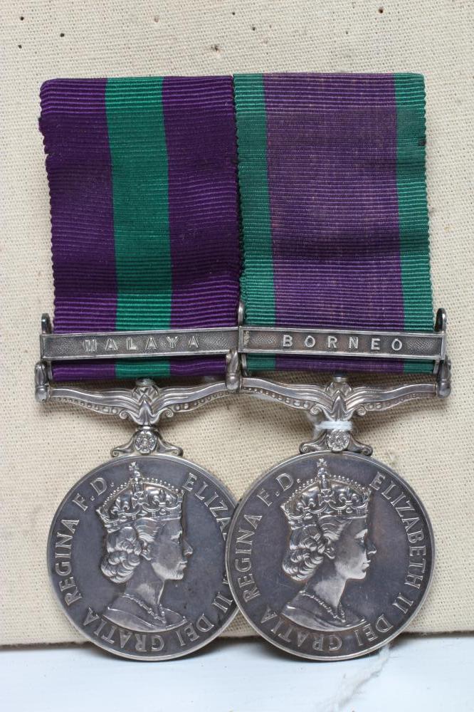 A PAIR OF GENERAL SERVICE MEDALS with Borneo and Malaya clasps, awarded to Hunbir Thapa of the 2nd Image