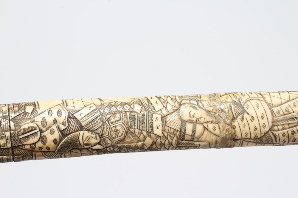 A JAPANESE BONE DECORATED WAKAZASHI with 20" curved blade Image