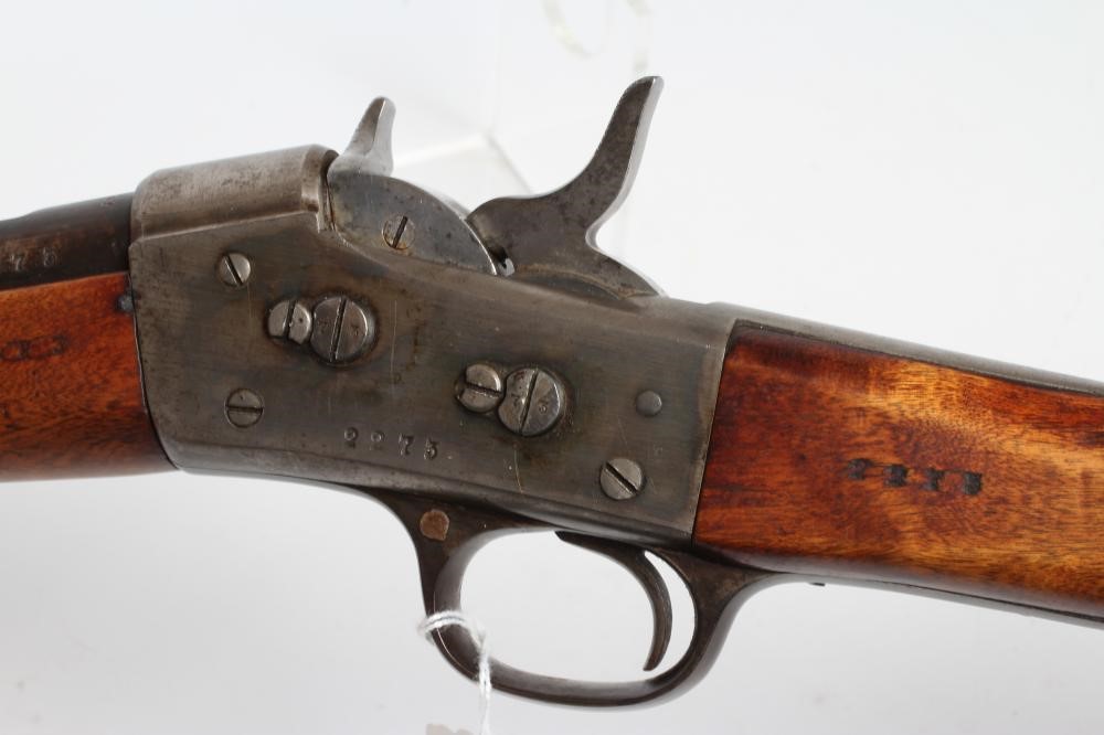 A SWEDISH CARBINE ROLLING BLOCK RIFLE with 16 3/4" barrel, ramp rear sight, action dated 1874, Image