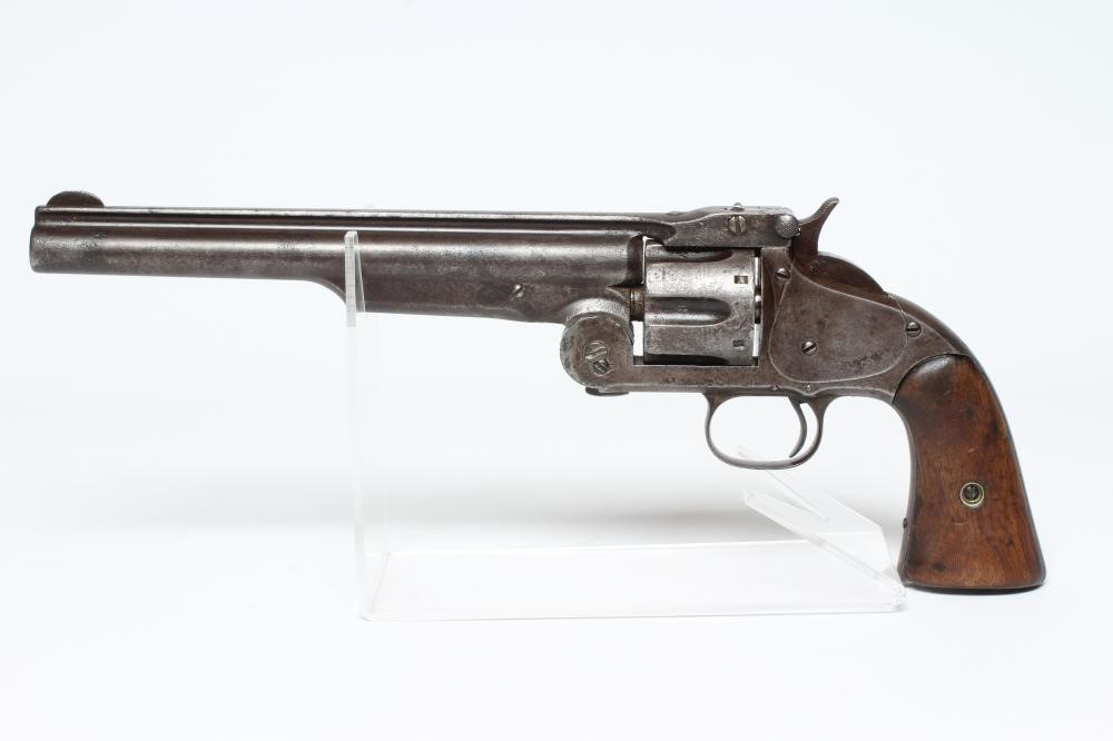 A RARE SMITH & WESSON .44 (HENRY RIMFIRE) SIX SHOT REVOLVER with 8" barrel Image