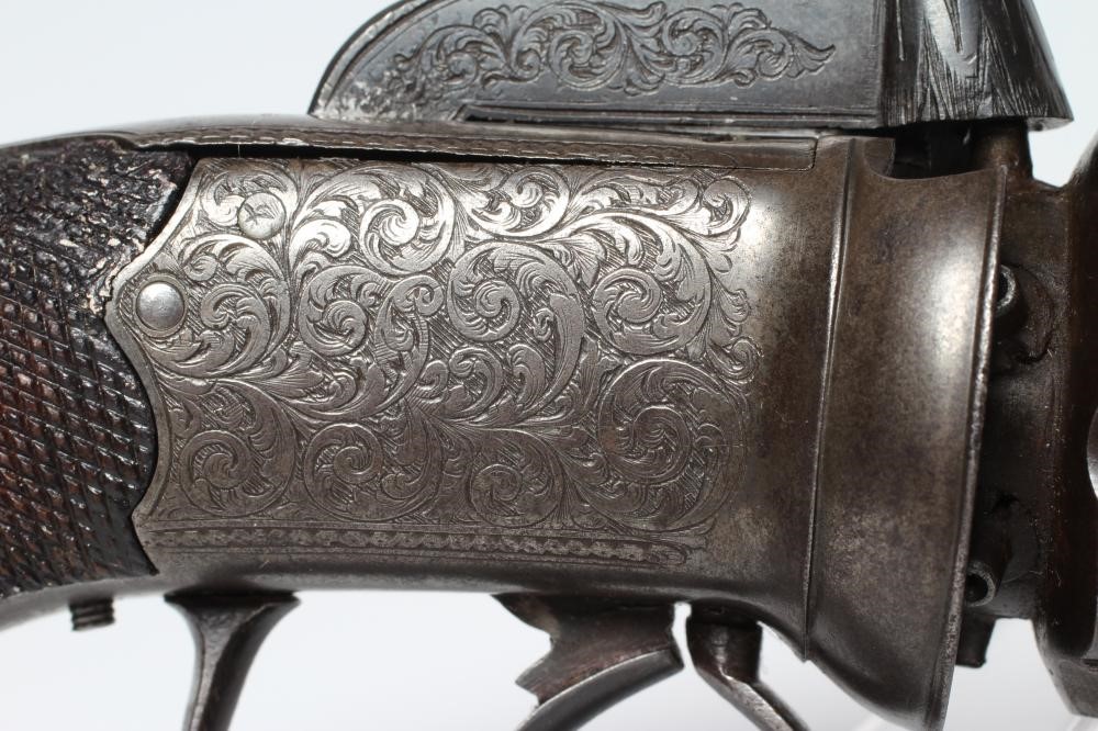 A SIX SHOT PEPPER BOX REVOLVER by Smith & Co. Image