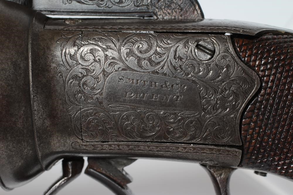 A SIX SHOT PEPPER BOX REVOLVER by Smith & Co. Image