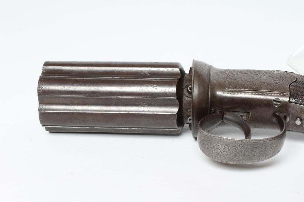 A SIX SHOT PEPPER BOX REVOLVER by Smith & Co. Image