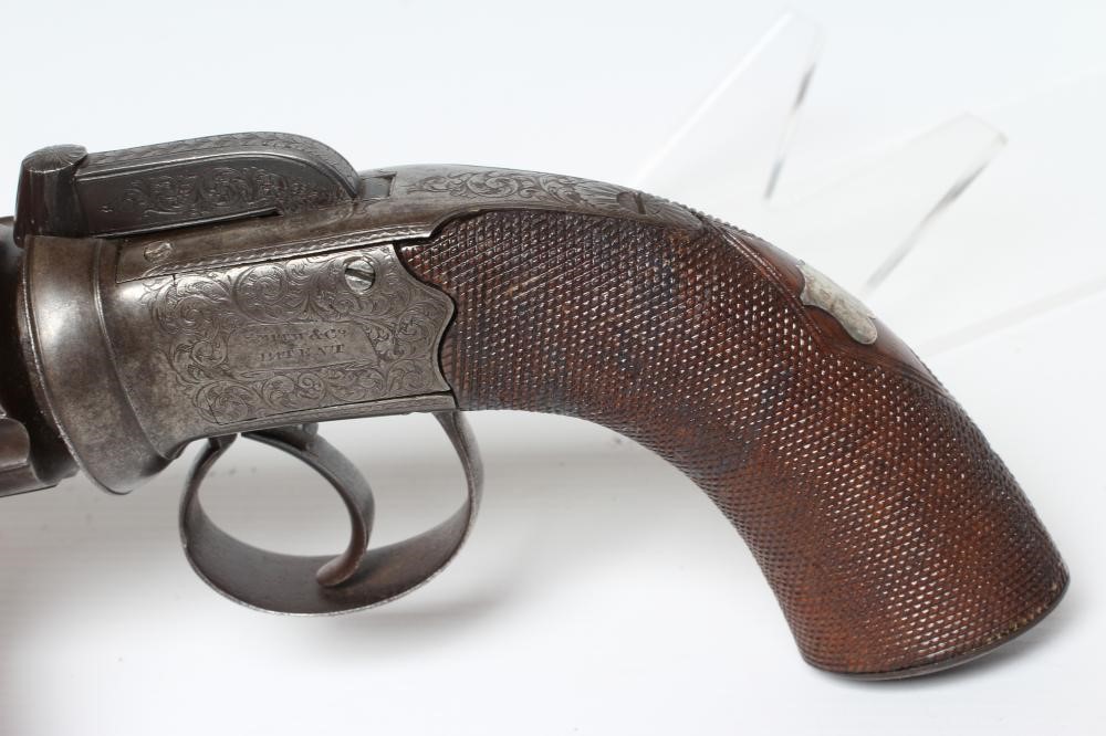 A SIX SHOT PEPPER BOX REVOLVER by Smith & Co. Image