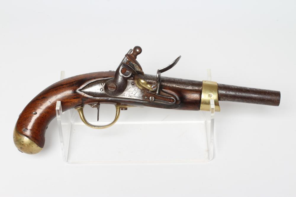 A FRENCH MILITARY FLINTLOCK HOLSTER PISTOL Image