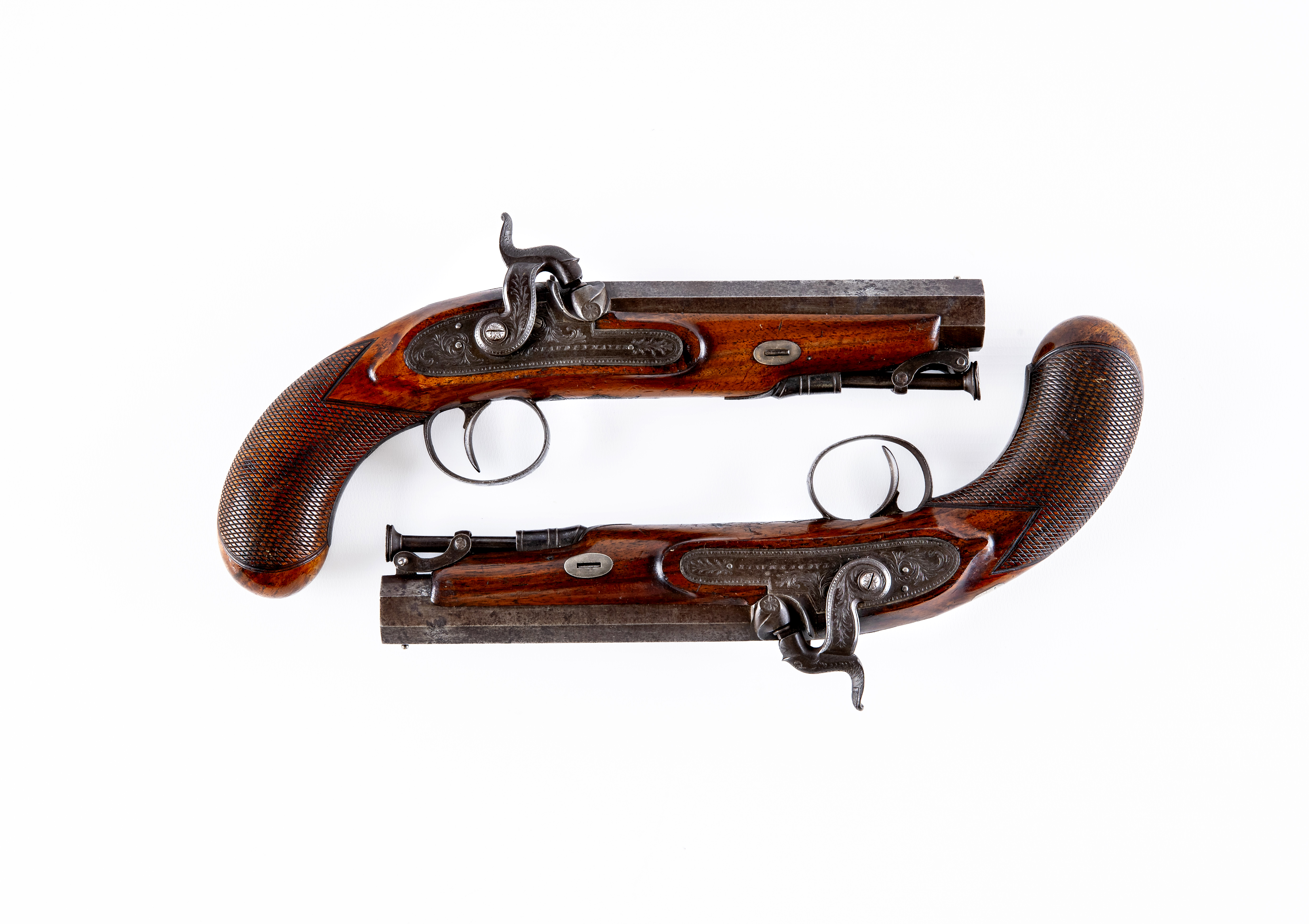 A PAIR OF PERCUSSION 15 BORE PISTOLS by Staudenmayer Image