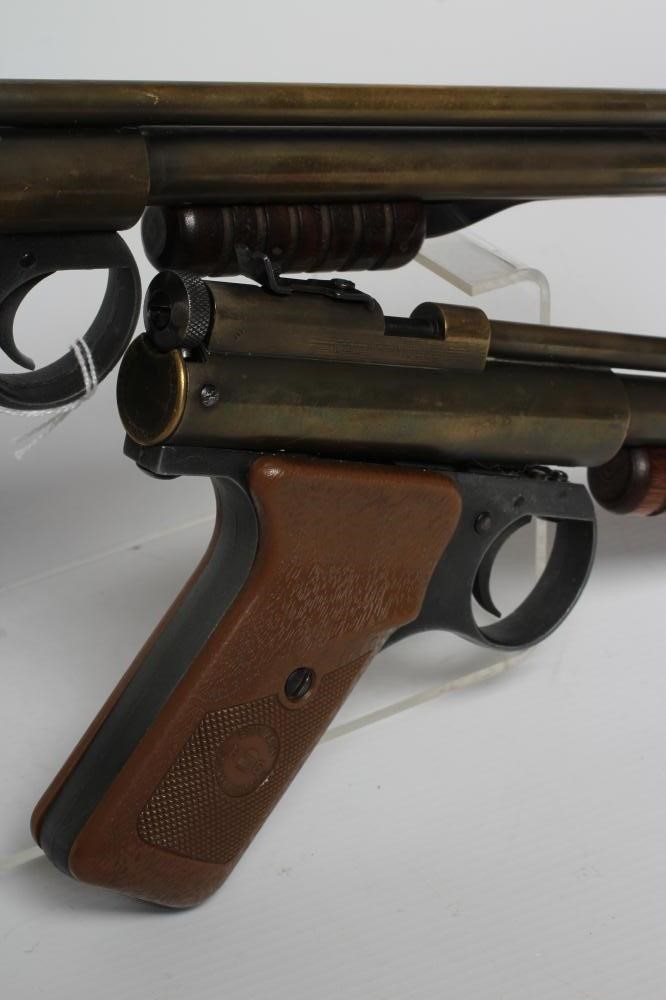 TWO BENJAMIN FRANKLIN AIR PISTOLS, one in .177 and the other in .22, both with turned wood Image
