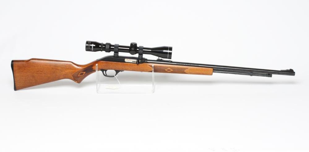 A MARLIN .22LR SEMI-AUTOMATIC RIFLE with 21 1/4" barrel, iron sights, tube magazine, wood stock and Image