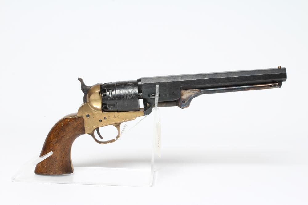 A WIKE RIGARMI NAVY PERCUSSION .44 REVOLVER with 7 1/2" barrel, cylinder etched with naval scene and Image
