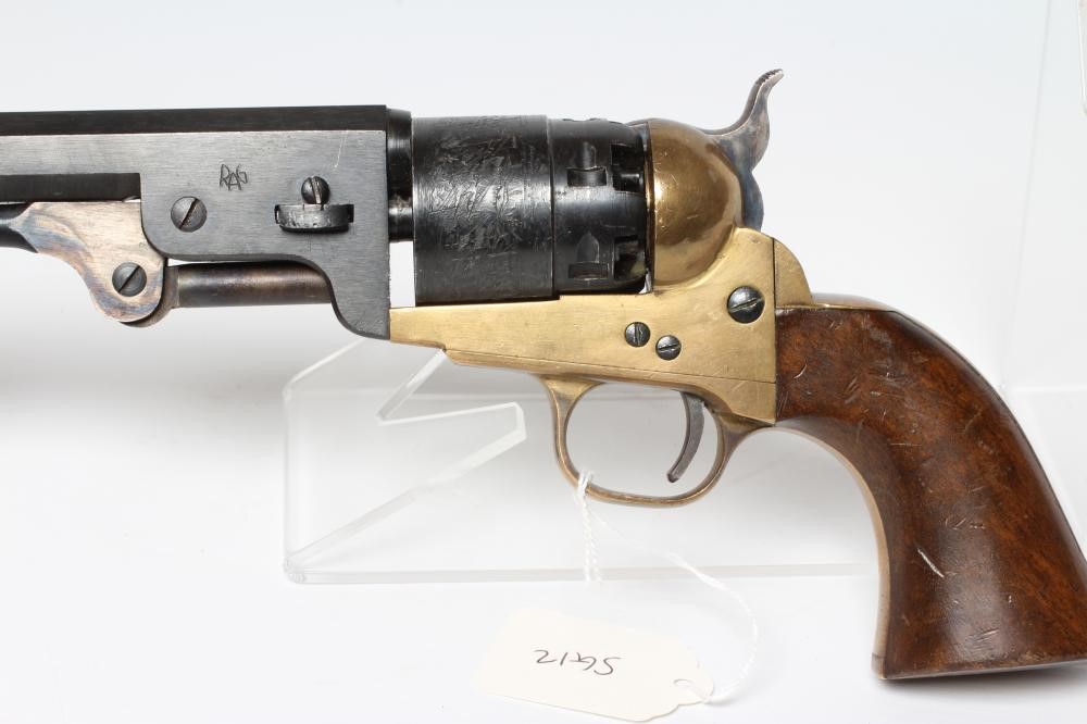 A WIKE RIGARMI NAVY PERCUSSION .44 REVOLVER with 7 1/2" barrel, cylinder etched with naval scene and Image