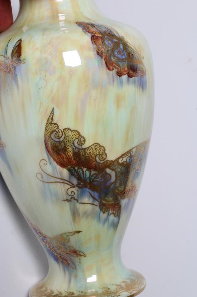 A WEDGWOOD BUTTERFLY LUSTRE VASE, 1930's, of rounded conical form printed with butterflies on a pale Image