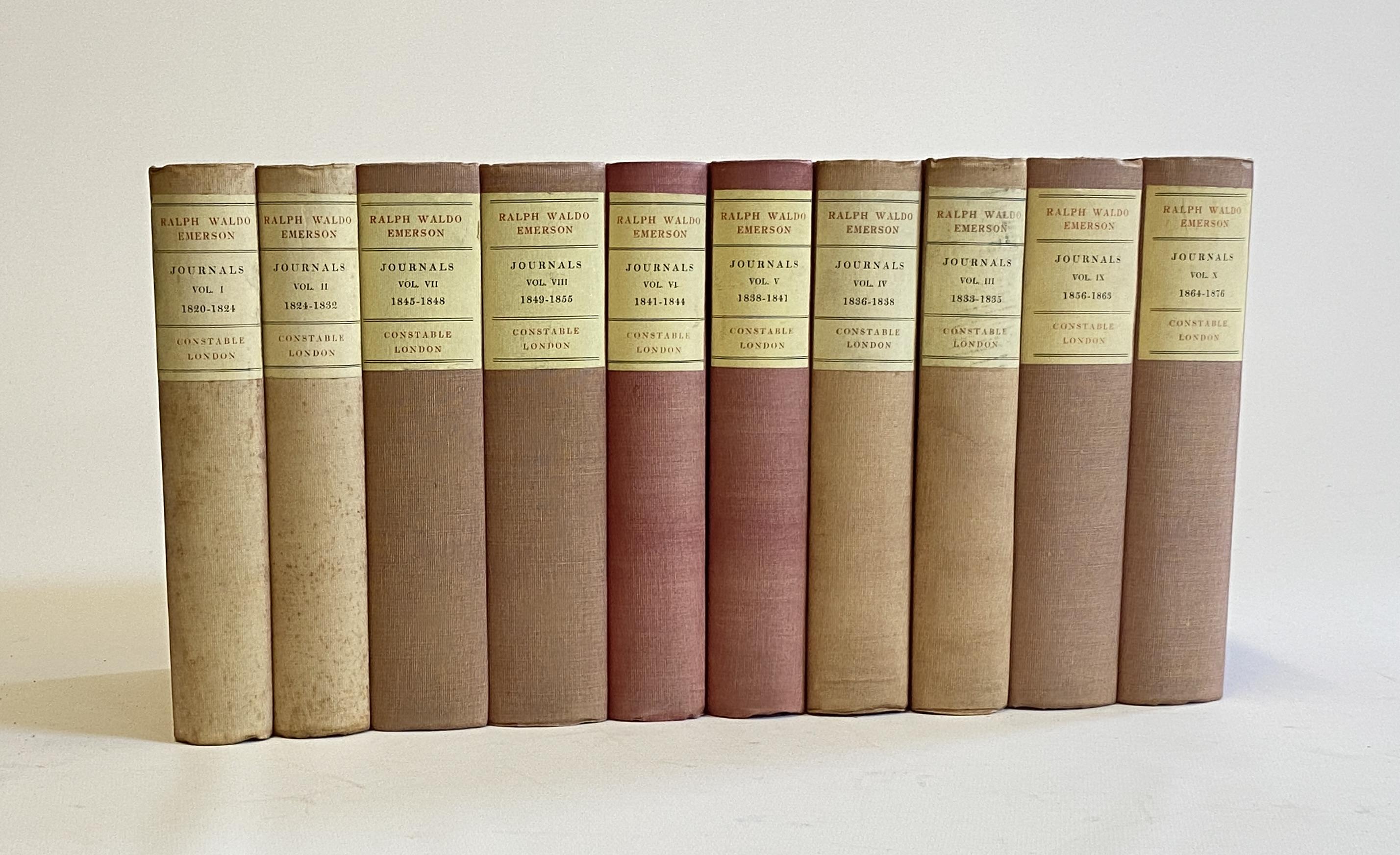 JOURNALS OF RALPH WALDO EMERSON WITH ANNOTATIONS, London, Constable and Co., 1910, 10 Volumes, crisp Image