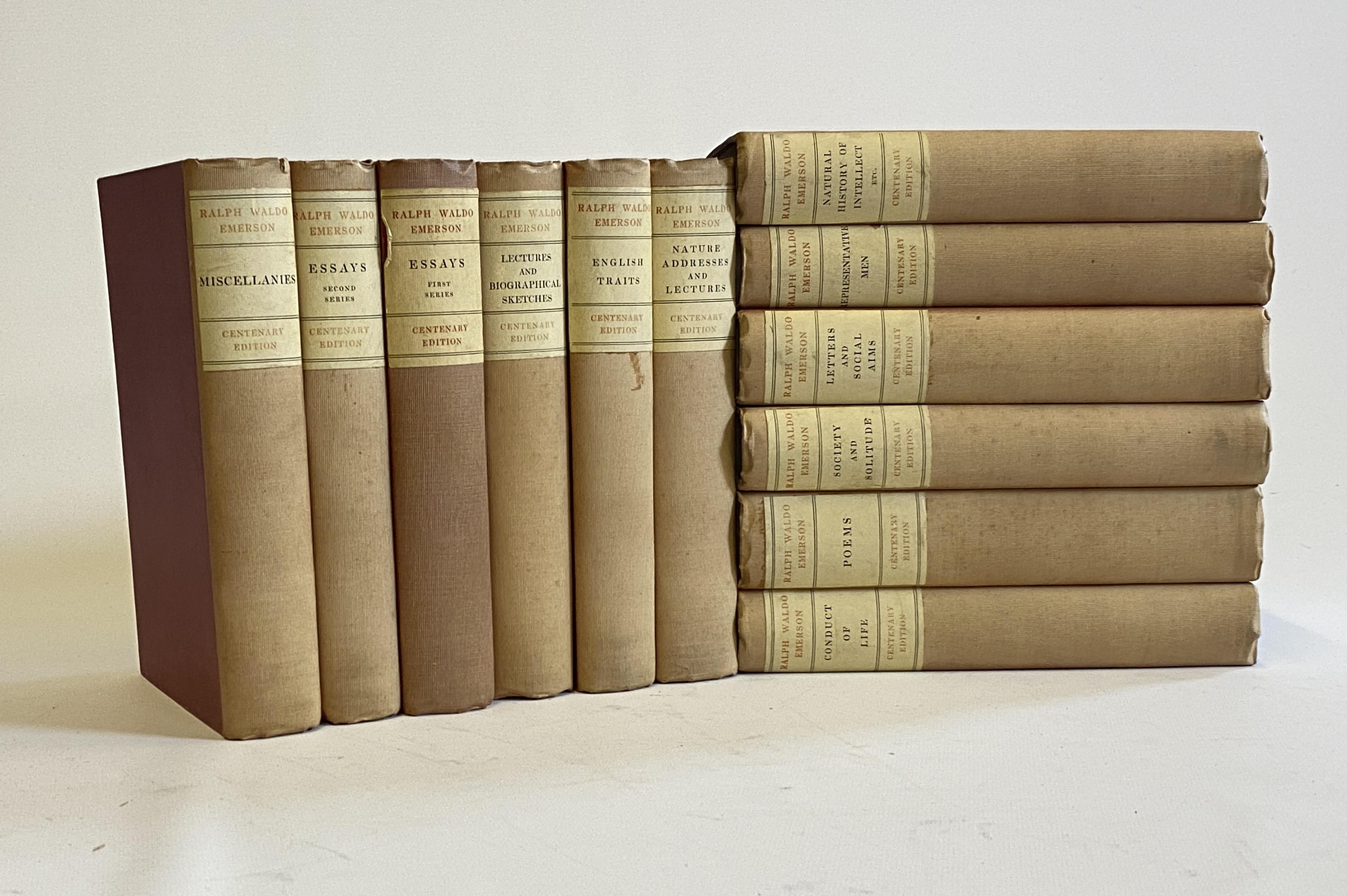 CENTENARY EDITION, The Complete Works of Ralph Waldo Emerson, Archibald Constable, 12 Volumes, red Image