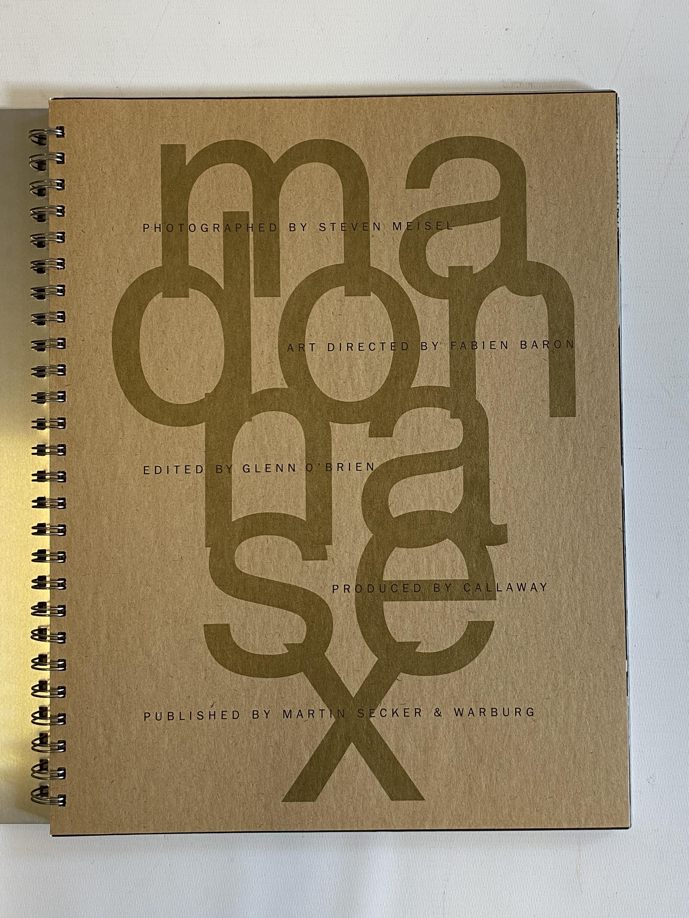 MADONNA, SEX, 1992, Secker & Warburg, spiral bound book and CD in mylar decorative bag, opened at Image