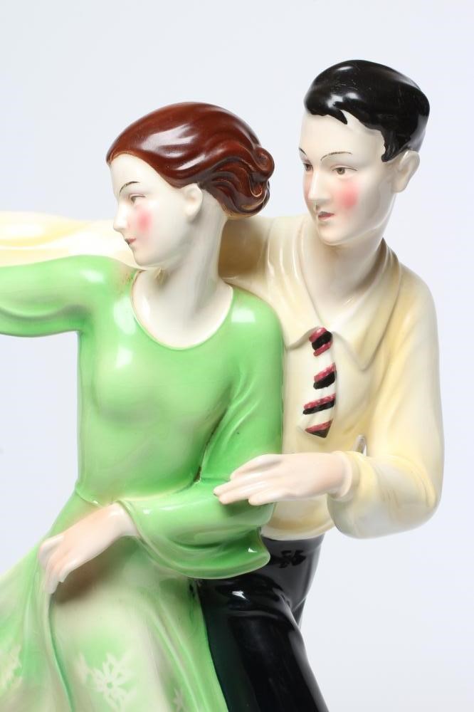 AN ART DECO KATZHÜTTE EARTHENWARE LARGE FIGURE GROUP modelled as a pair of dancers Image