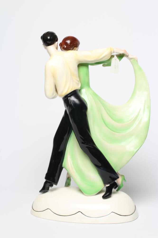 AN ART DECO KATZHÜTTE EARTHENWARE LARGE FIGURE GROUP modelled as a pair of dancers Image