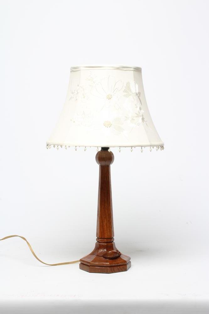 A ROBERT THOMPSON OAK TABLE LAMP Image