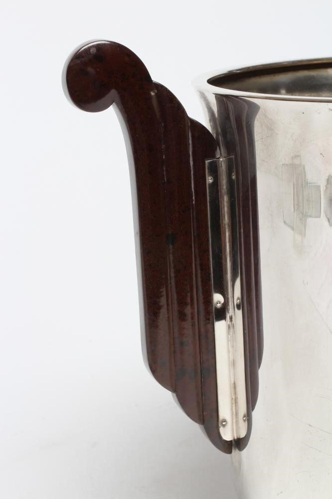 AN ART DECO WMF SILVER PLATED WINE COOLER of cylindrical form with mildly flared rim and ribbed Image
