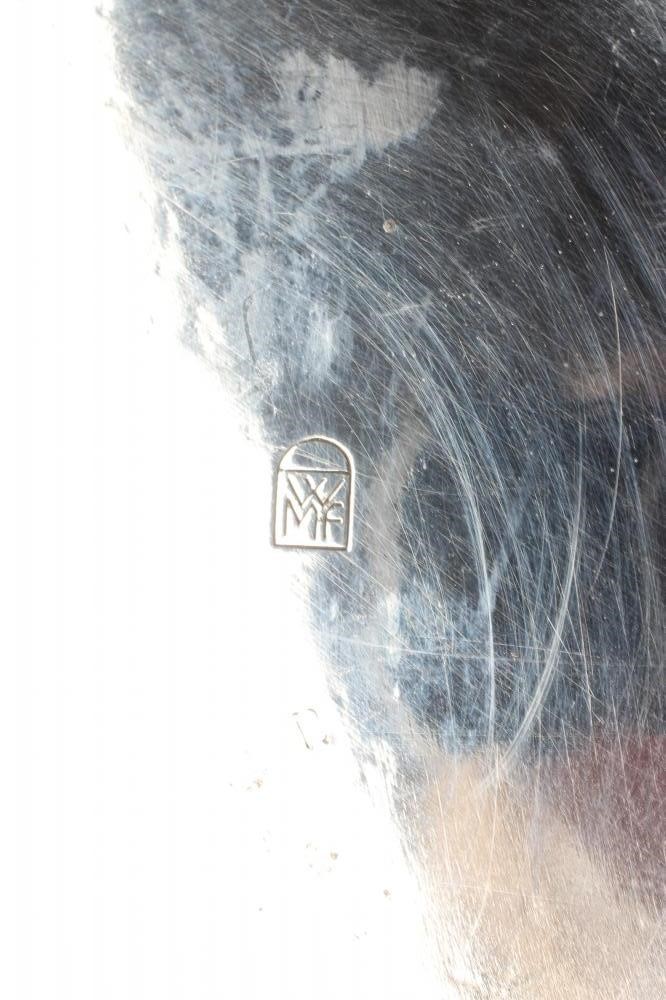 AN ART DECO WMF SILVER PLATED WINE COOLER of cylindrical form with mildly flared rim and ribbed Image