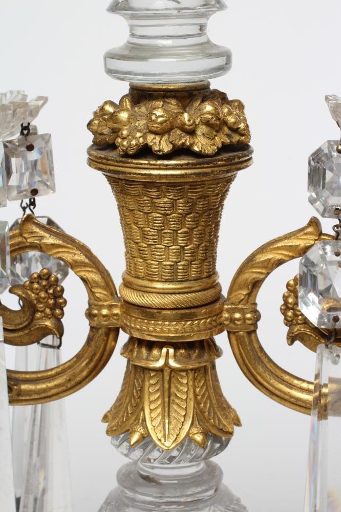 A REGENCY CUT GLASS THREE LIGHT TABLE LUSTRE Image