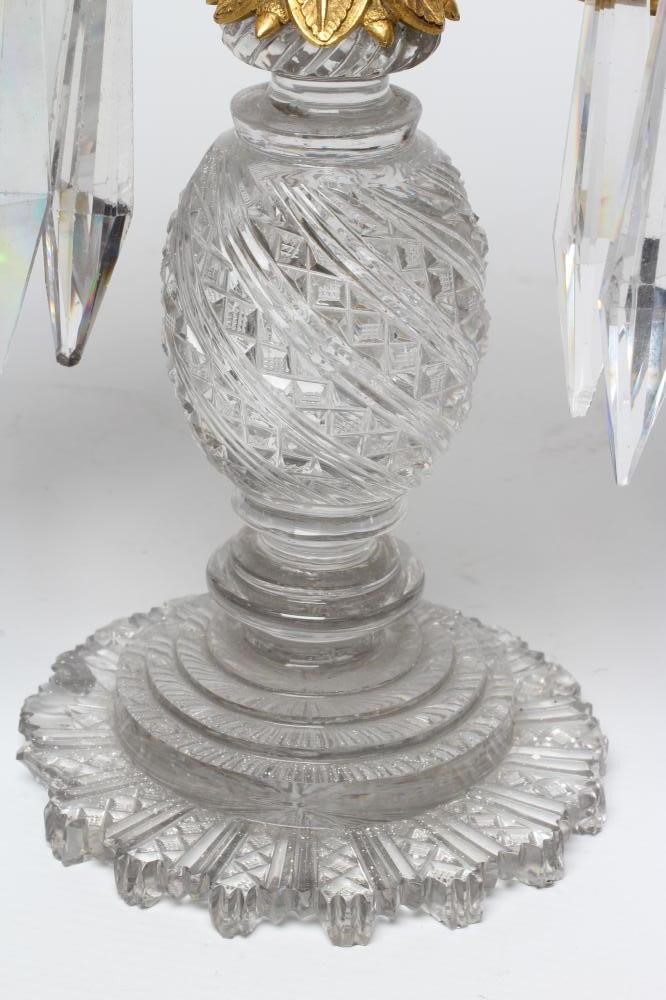 A REGENCY CUT GLASS THREE LIGHT TABLE LUSTRE Image