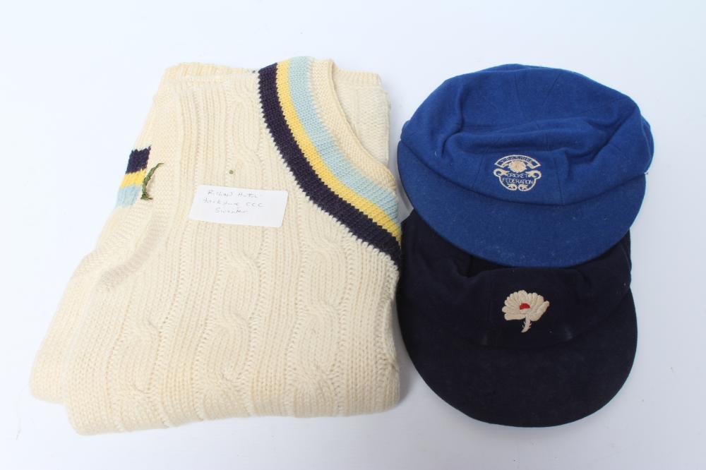 YORKSHIRE CRICKET MEMORABILIA owned by Richard Hutton, comprising a Yorkshire CC cap, Yorkshire Image