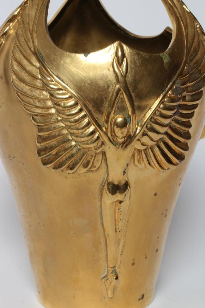 RAMON PARMENTER (American b.1954) a gilded bronze vase of ovoid form with shaped rim and frieze of Image