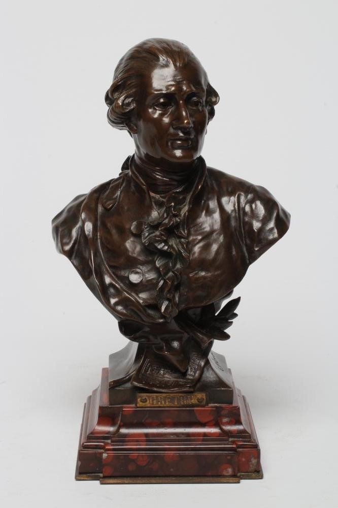 EMILE LOUIS PICAULT (1833-1915) A bronze bust of André Ernest Modeste Grétry (1741-1813), signed and Image