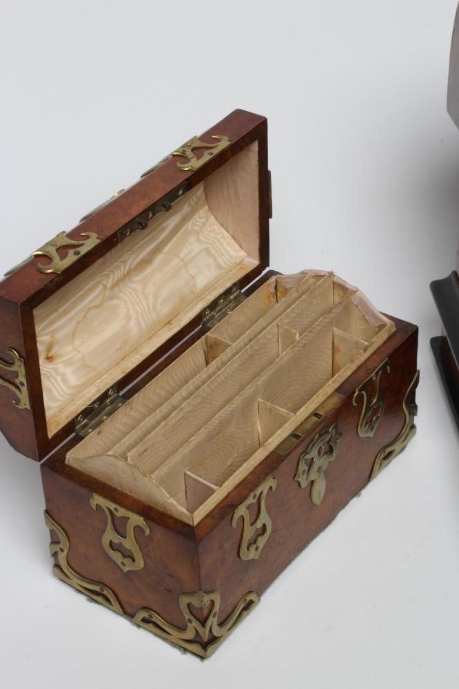 A VICTORIAN FIGURED WALNUT DESK STAND Image