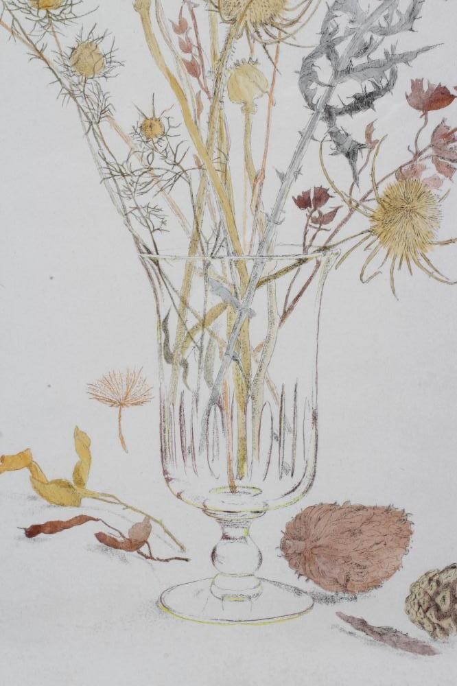 GILLIAN WHAITE (1934-2012) Clocks and Seedcases, signed lower right Gillian Whaite, etching and Image