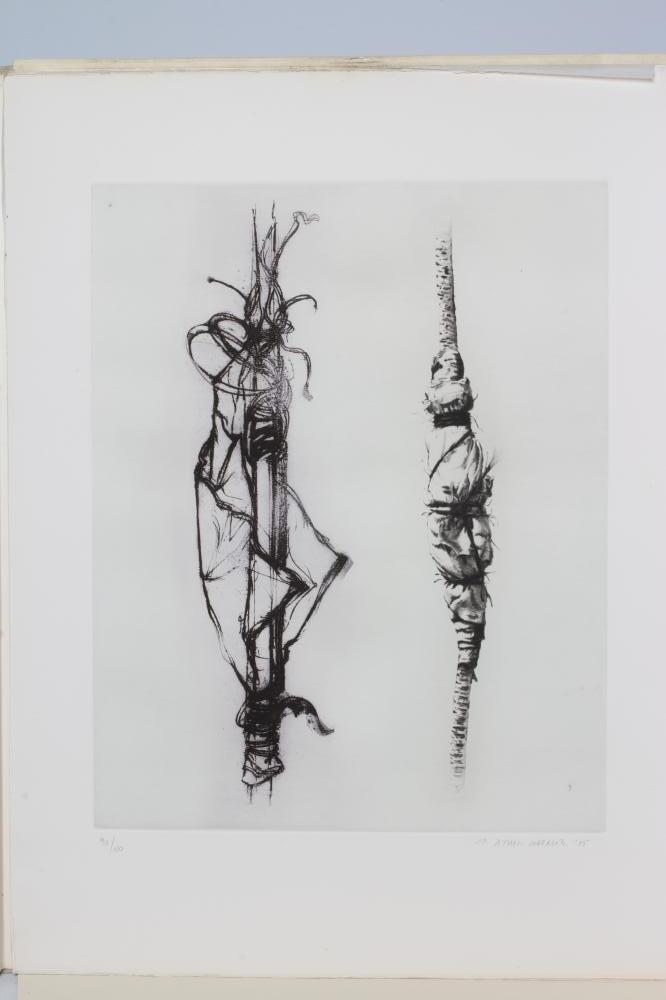 GERARD TITUS-CARMEL (b.1942) Portfolio of five etchings from the series Sticks and Handkerchiefs Image