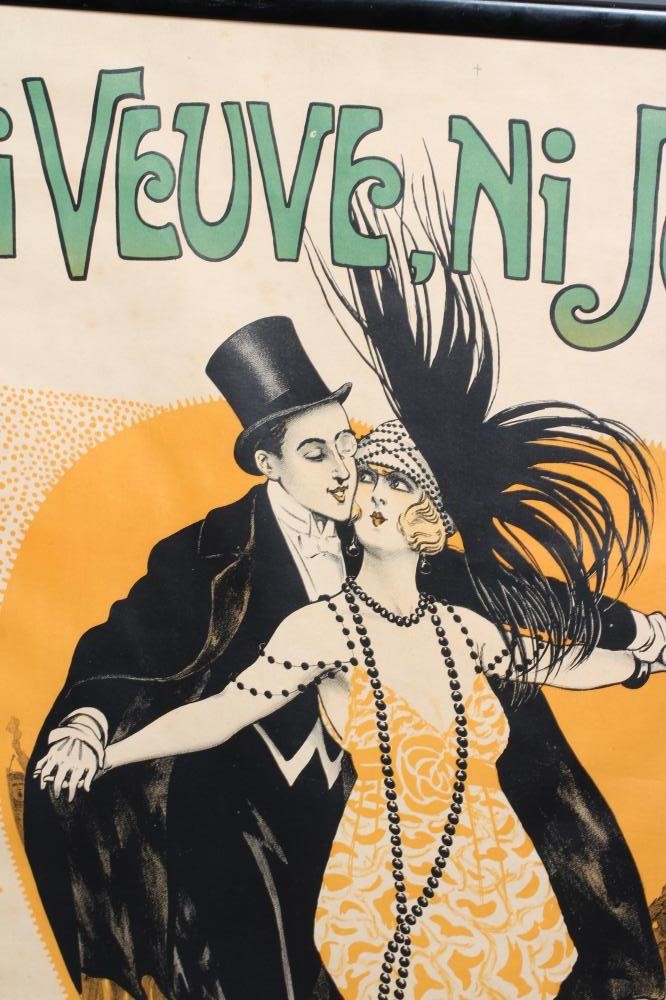 CLERICE FRÈRES 'Ni Veuve, Ni Joyeuse', poster, lithograph in colours, 47" x 30", framed and glazed Image
