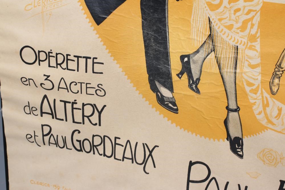 CLERICE FRÈRES 'Ni Veuve, Ni Joyeuse', poster, lithograph in colours, 47" x 30", framed and glazed Image