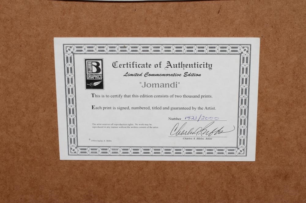 CHARLES BIBBS (b.1948) Jomandi, signed, numbered 1521/2000, limited edition print, 23" x 31 1/2", Image