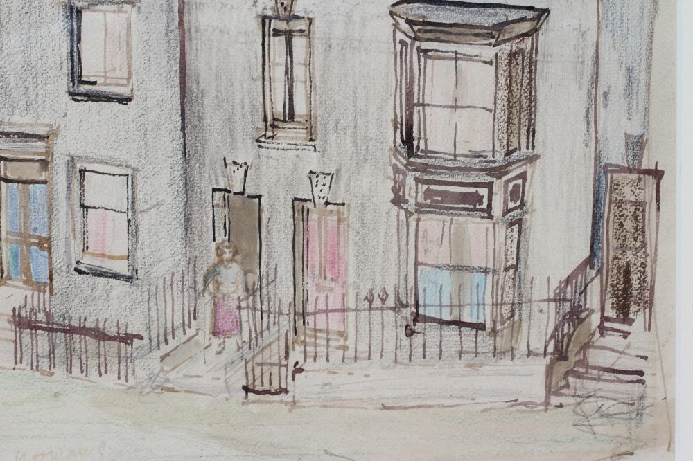 NORMAN SMITH NEAC (1910-1996) Coastal Town, unsigned, artist's label verso, mixed media, 17" x 22 Image