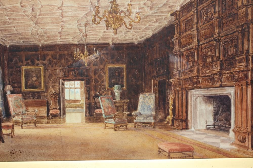 BRITISH SCHOOL (Early 20th century) The Drawing Room, Levens Hall, inscribed verso with title and Image