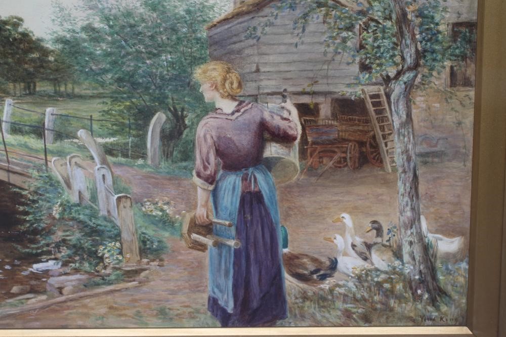 HENRY JOHN YEEND KING (1855-1924) Milking Time, signed lower right, watercolour heightened with Image