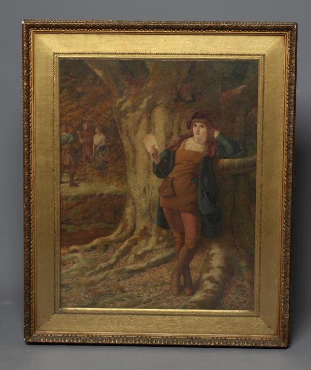 BRITISH SCHOOL (Late 19th Century) A Woodland Scene in the Pre-Raphaelite style, watercolour, 28" x Image