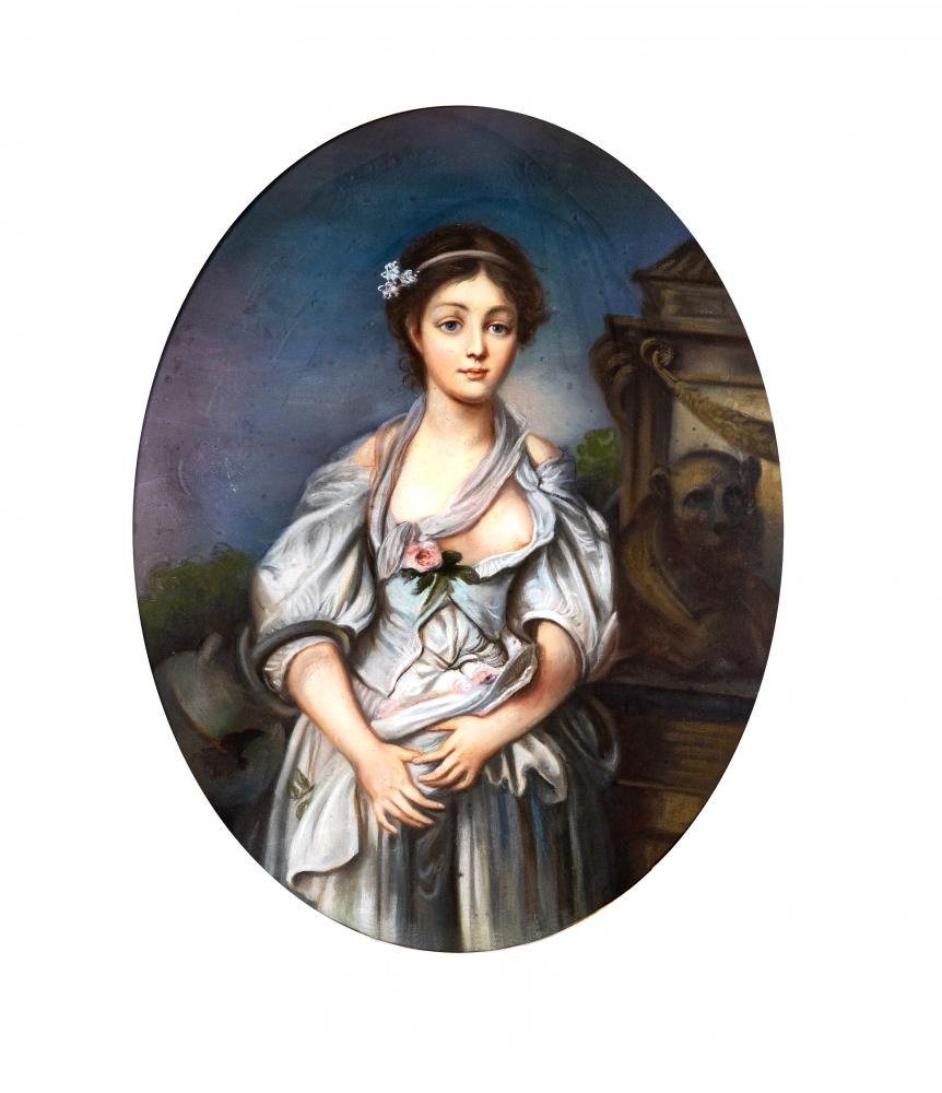 CONTINENTAL SCHOOL (19th Century) Portrait of a lady, three quarter length wearing a light blue Image