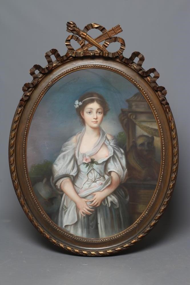 CONTINENTAL SCHOOL (19th Century) Portrait of a lady, three quarter length wearing a light blue Image