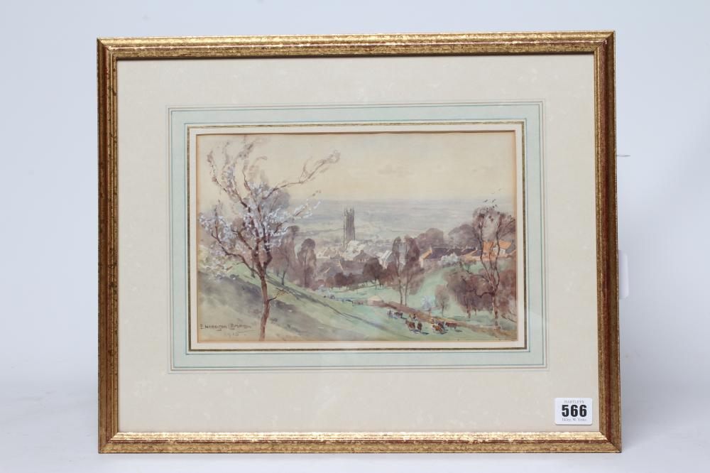 EDWARD HARRISON COMPTON (1881-1960) Glastonbury from Chalice Hill, signed lower left and dated 1915, Image