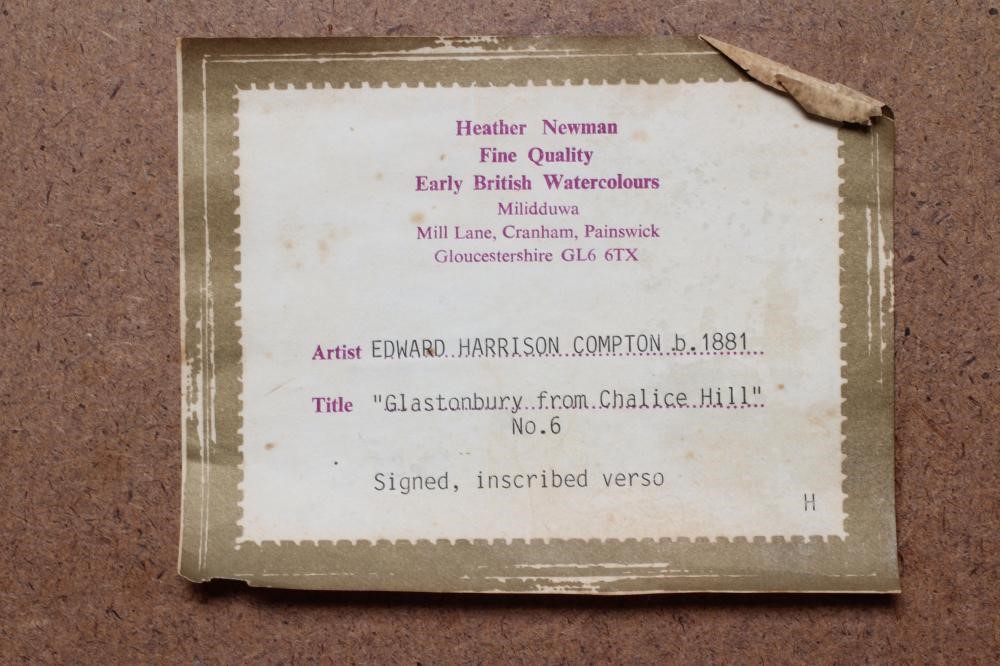 EDWARD HARRISON COMPTON (1881-1960) Glastonbury from Chalice Hill, signed lower left and dated 1915, Image