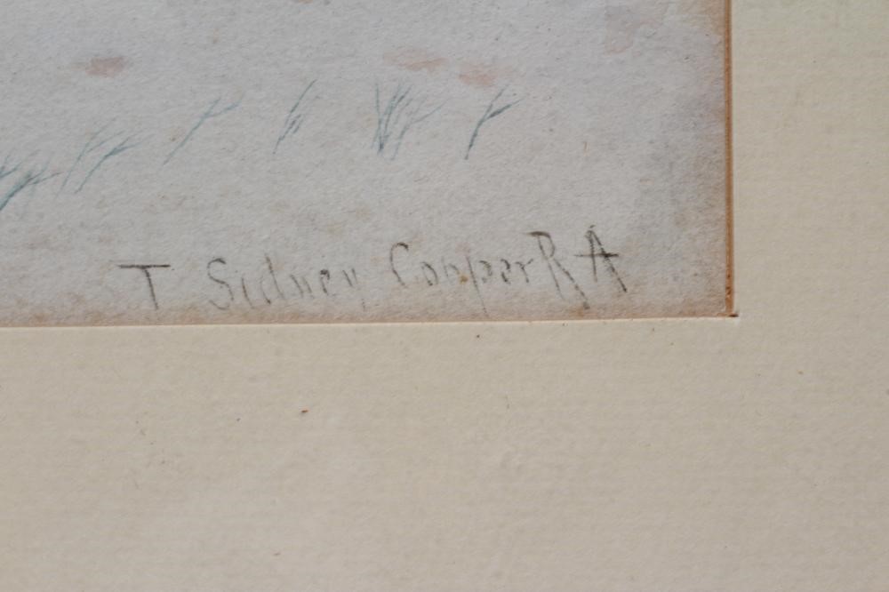 THOMAS SYDNEY COOPER (1803-1902) Sheep in a Snowbound Landscape, signed lower left, watercolour over Image