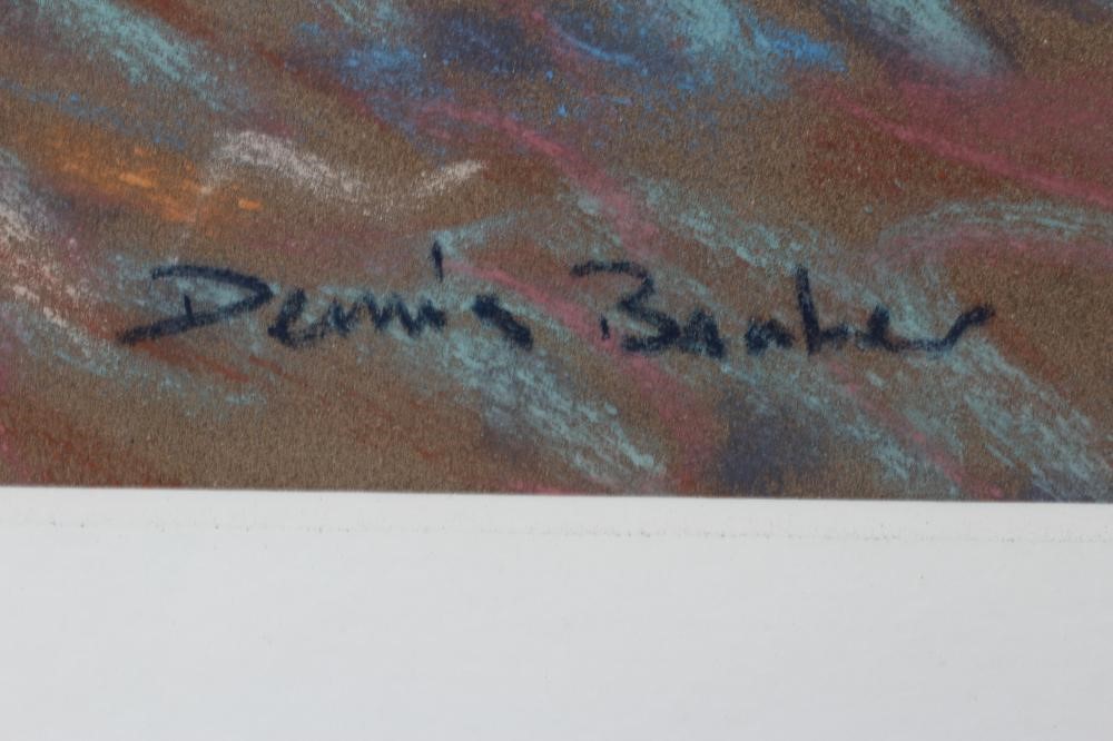 DENNIS BARKER (20th Century) Quayside, signed lower right, inscribed with title on label verso, Image