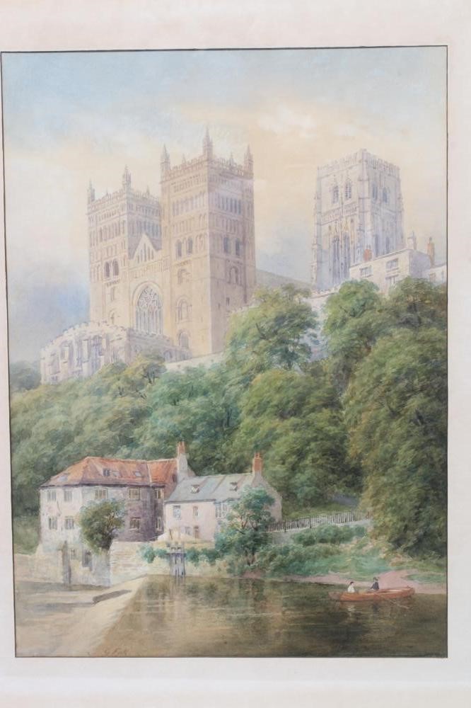 GEORGE FALL (1848-1925) Durham Cathedral, signed lower left, watercolour, 18" x 13", framed and Image