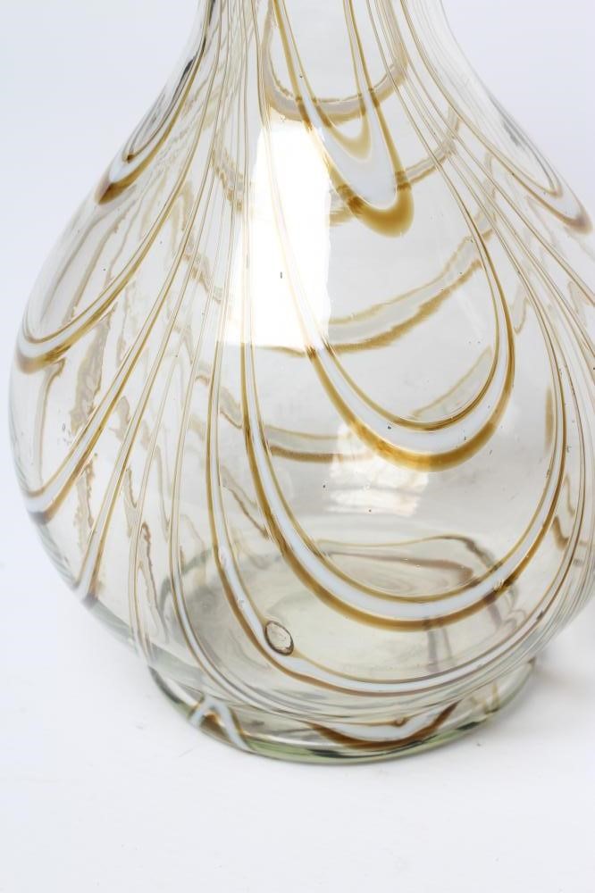 A PAIR OF THOMAS WEBB FILAMENTOSA GLASS VASES of slender baluster form with crimped garlic neck Image